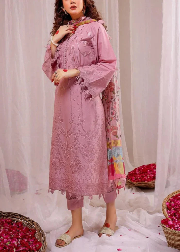SMT Z-(S925)- Stitched Embroidered 3PC Lawn Dress With Printed Munar Dupatta.