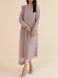 SMT S554-Embroidered Sequence 3pc Organza Dress with Embroidered organza dupatta