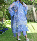 SMT S558-Embroidered 3pc organza dress with organza dyed duppata.