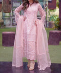 SMT S555- Embroidered 3pc Organza Dress with Embroidered organza dupatta