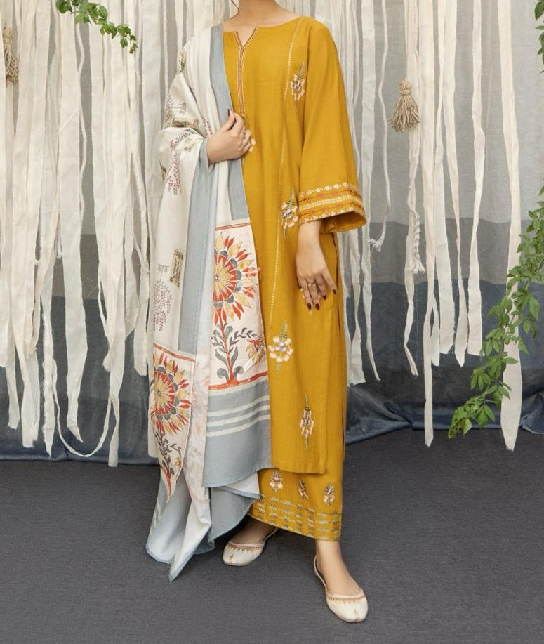 SMT S567-Embroidered 3pc Lawn dress with Printed Silk dupatta.