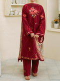 SMT S568-Embroidered 3Pc Chickan Lawn with Printed Cotton Net dupatta.