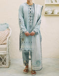 SMT S564-Embroidered 3pc Lawn dress with Embroidered Organza dupatta.