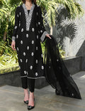SMT S585-Embroidered 3pc Lawn dress with Embroidered Organza dupatta.