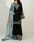 SMT S650-Embroidered 3pc lawn dress with Printed munar dupatta.