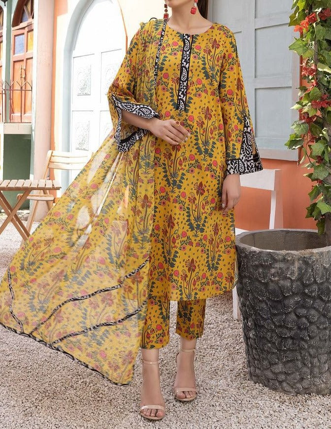 SMT S699-Digital Printed 3pc printed lawn dress with Digital Printed lawn dupatta.