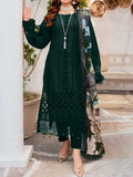 SMT S698-Embroidered 3pc Chickan  lawn dress with Printed munar dupatta.