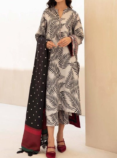 SMT S759-Digital Printed 3pc Lawn dress with Digital printed Munar dupatta.