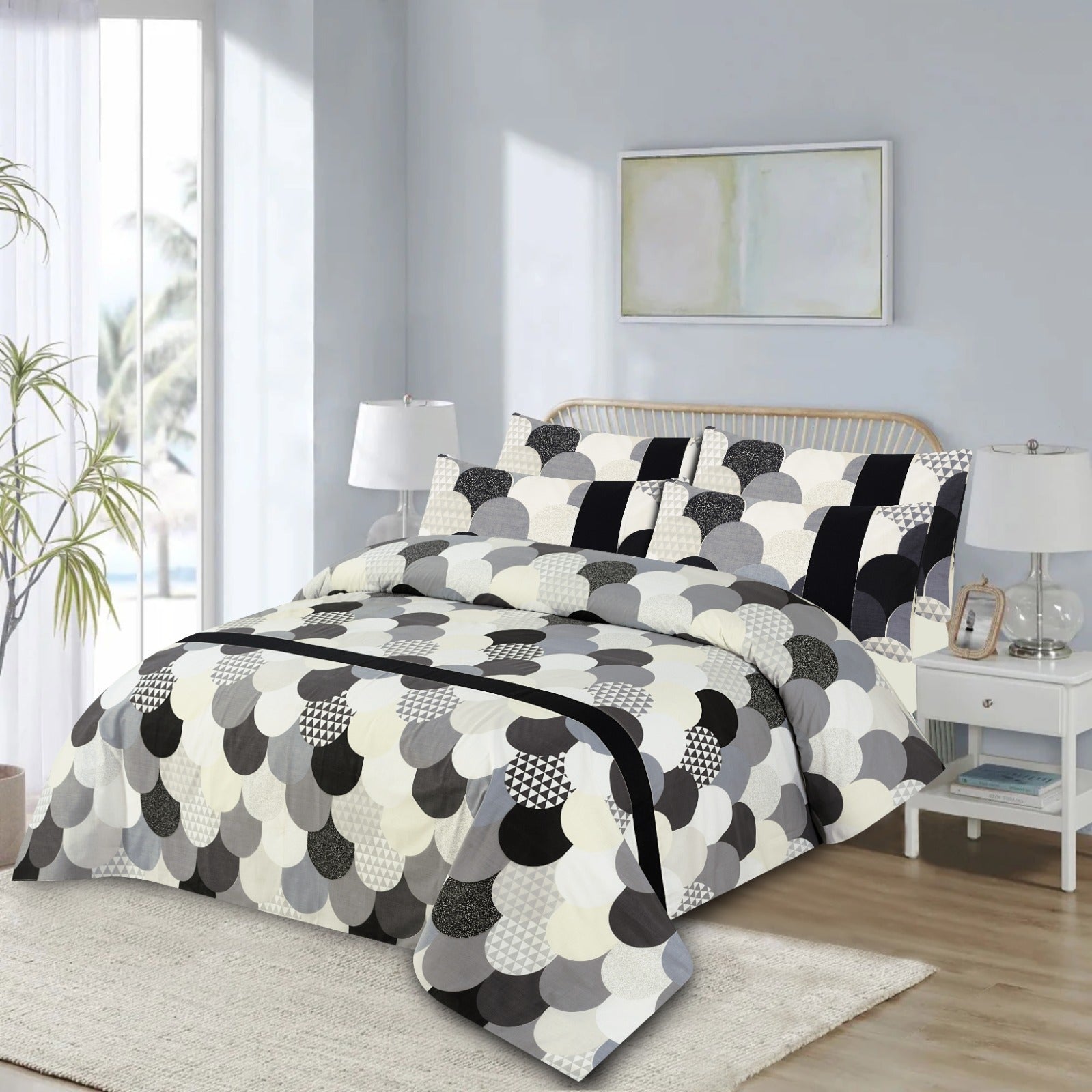 SMT D976-Cotton PC King Size Bedsheet with 2 Pillow Covers.