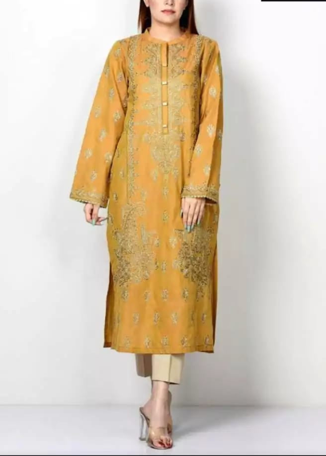 SMT W677- Embroidered 2pc Linen dress