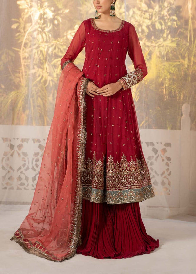 SMT S1008-Embroidered 3pc Organza Dress with Embroidered Organza Duppata.