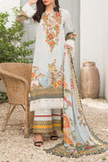 SMT S1089-Embroidered 3pc Lawn dress with Printed Chiffon Dupatta.