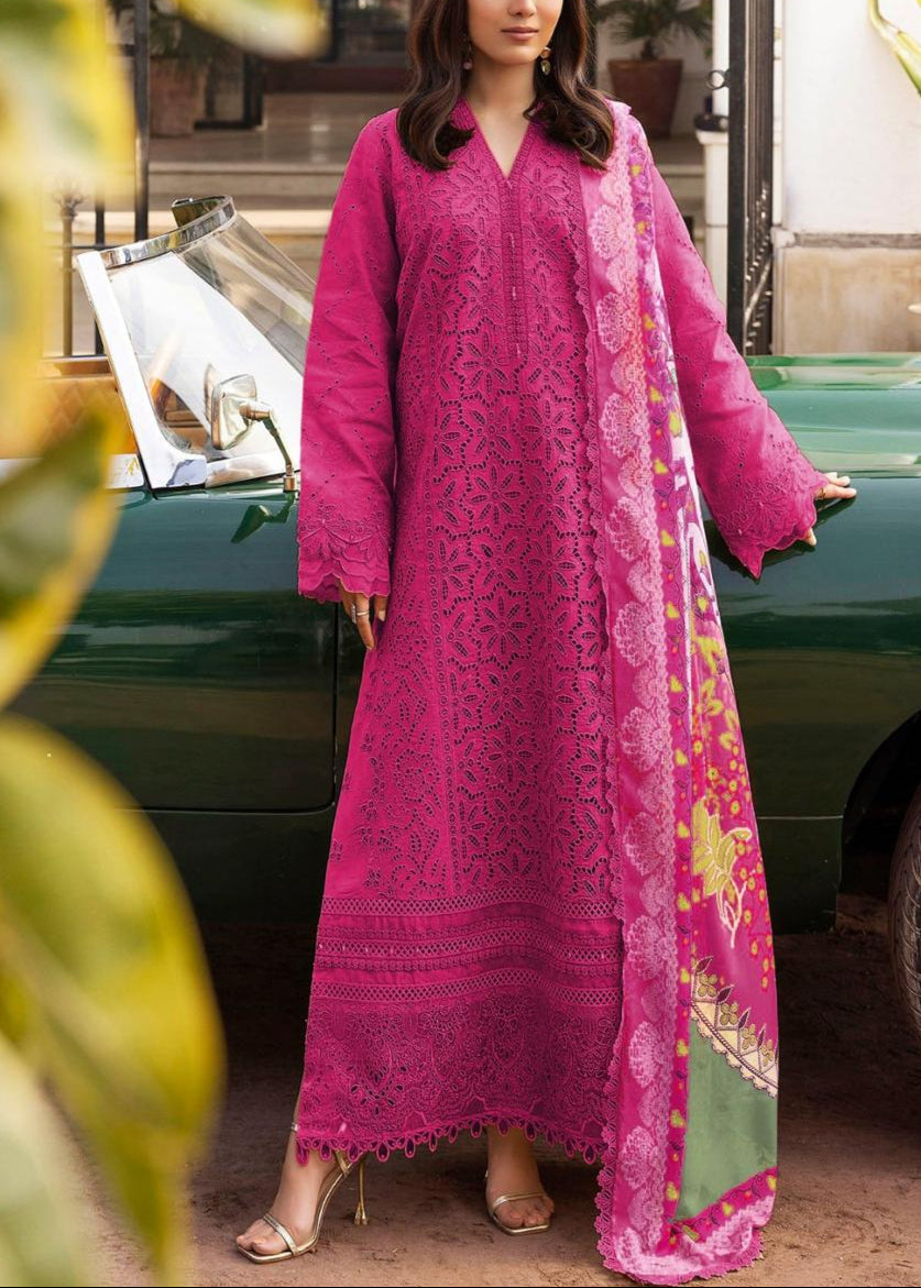 SMT S1114-Embroidered 3pc CHIKANKARI Lawn dress with Printed Munar Dupatta.