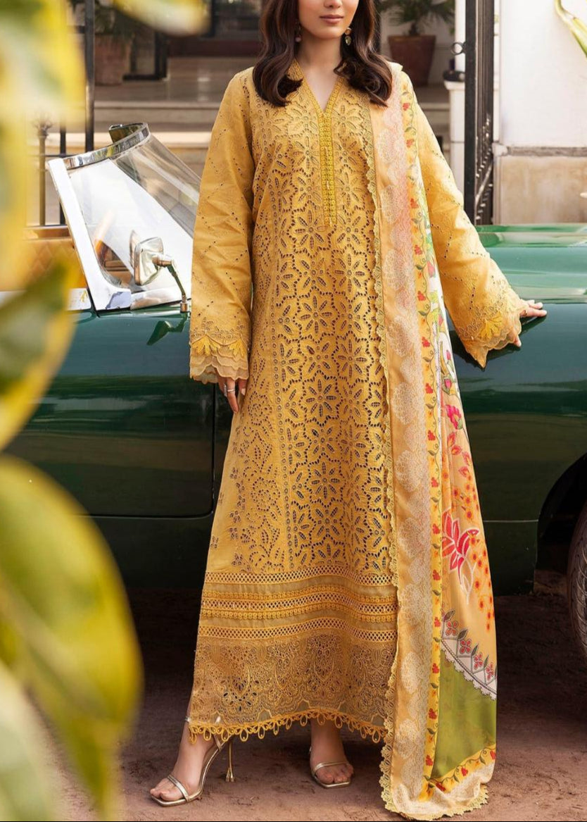 SMT S1115-Embroidered 3pc CHIKANKARI Lawn dress with Printed Munar Dupatta.