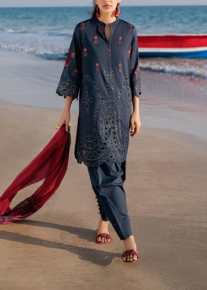 SMT S1158-Embroidered 3pc CHIKANKARI Lawn Dress With Printed Munar Dupatta.