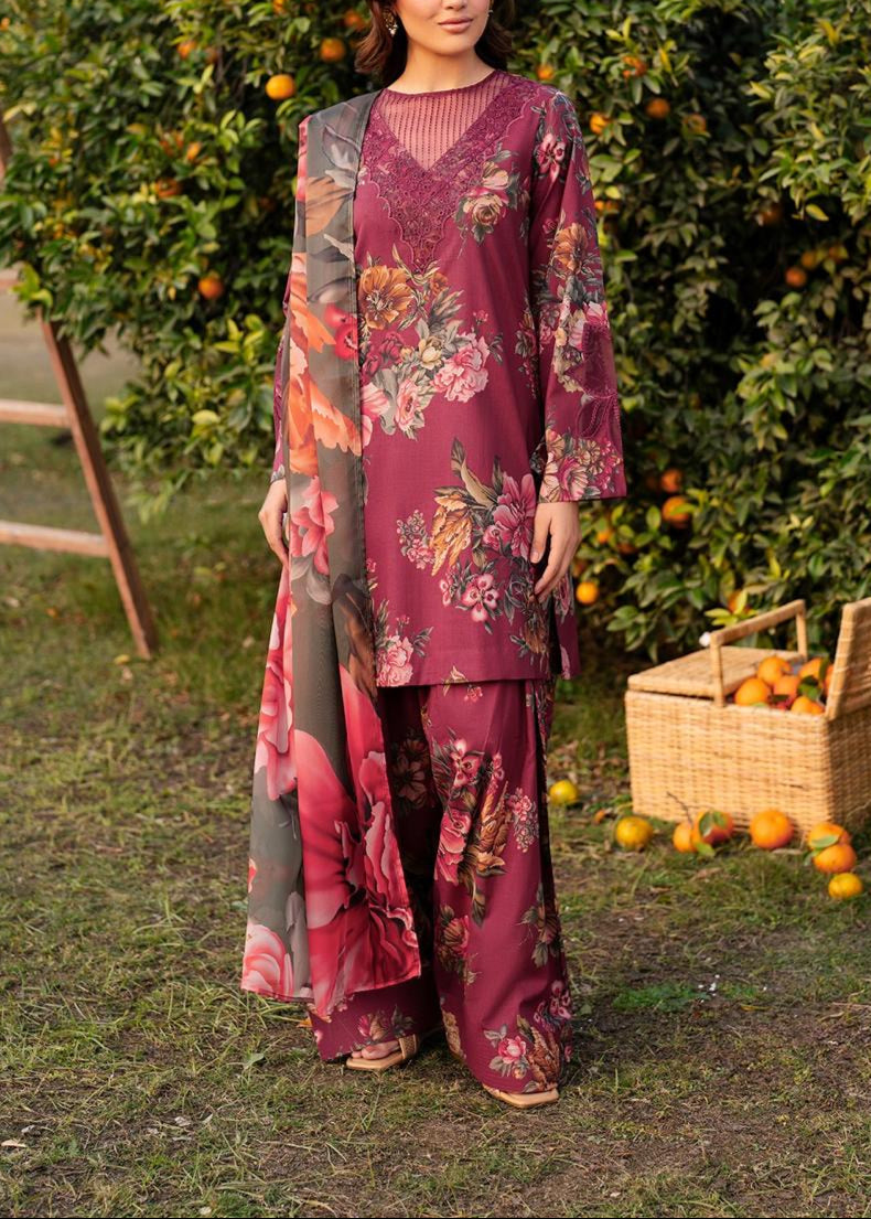 SMT S1176-Digital Printed 3pc Lawn Dress With Digital  Printed Lawn Dupatta.