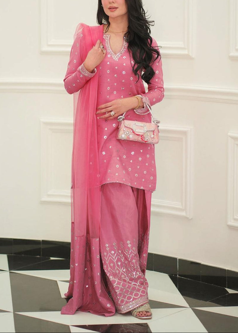 SMT S1203-Embroidered 3pc Sequence Lawn Dress With Embroidered Sequence Lawn Dupatta.