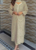 SMT S1283-Embroidered CHIKANKARI 3pc Lawn Dress With Dyed Chiffon Dupatta.