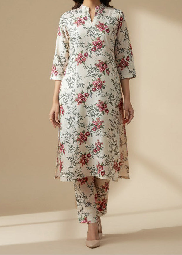 SMT W795-Digital Printed 2pc Linen Dress.