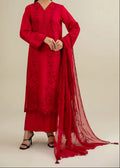 SMT W852-Embroidered 3pc Chikankari Marina Dress With Embroidered  Chikankari Chiffon Dupatta.