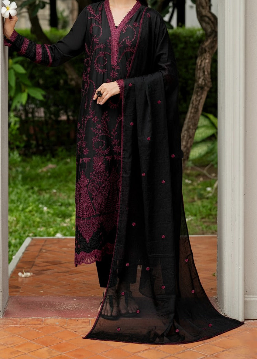 SMT W850-Embroidered 3pc Chikankari Marina Dress With Embroidered Chiffon Dupatta.