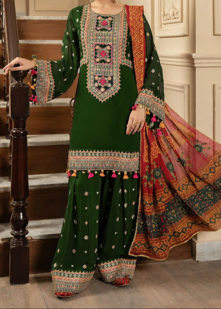 SMT S1536 - Embroidered 3pc Lawn Dress With Printed Lawn Dupatta.