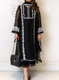 SMT S760-Embroidered 3pc lawn dress with Dyed chiffon Dupatta.