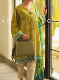 SMT S754-Embroidered 3pc lawn dress with Embroidered Munar dupatta.