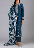 SMT W560-Embroidered 3pc marina dress with Printed shawl.