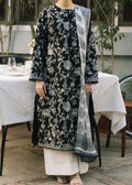 SMT W644-Embroidered 3pc Linen Dress with Embroidered Organza Dupatta.