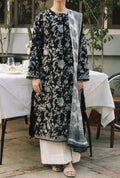 SMT S222 - Embroidered 3pc linen dress with digital printed dupatta.