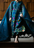 SMT W974-Embroidered 3pc Marina Dress With Printed Shawl.