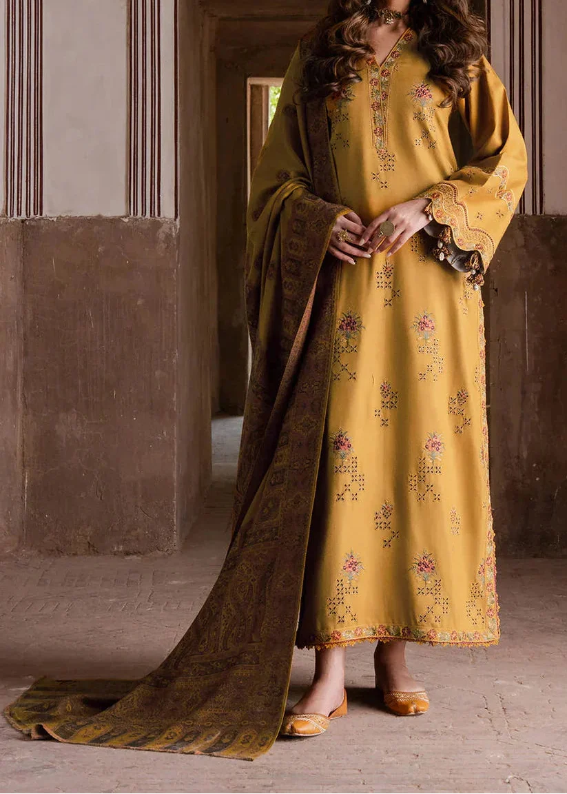 SMT W865-Embroidered 3pc Chikankari Marina Dress With Printed Shawl.