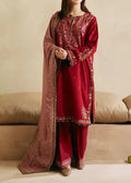 SMT W543-Embroidered 3pc marina dress with Printed shawl.