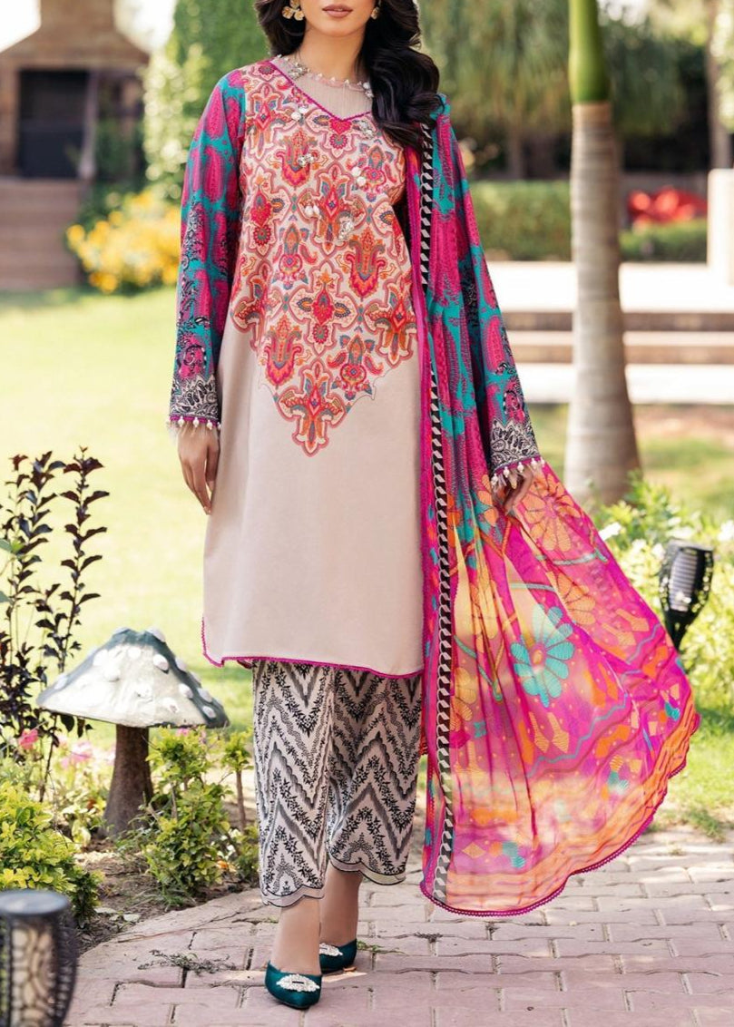 SMT S919-Digital Printed 3pc Lawn Dress with Digital Printed Lawn Dupatta.