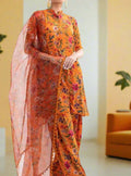 SMT S481-Printed 3pc lawn dress with Printed organza dupatta.