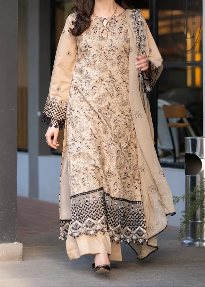 SMT W1011-Embroidered 3pc Marina Dress With Embroidered Chiffon Dupatta.