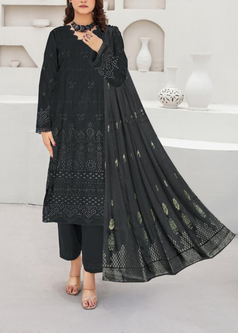 SMT S1024-Embroidered 3PC CHIKANKARI Lawn Dress With Printed Lawn Dupatta.
