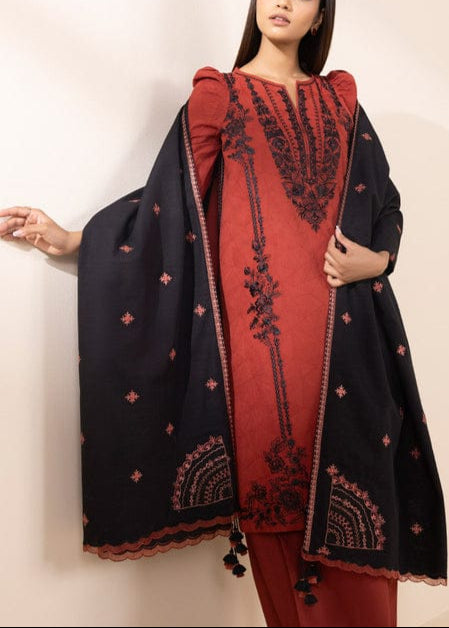 SMT S854-Embroidered 3PC Lawn Dress with Embroidered Chiffon Dupatta.