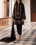 SMT S749-Embroidered 3pc lawn dress with Embroidered chiffon dupatta.