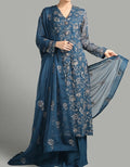 SMT S641-Embroidered 3pc lawn dress with Embroidered chiffon dupatta.