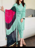 SMT S662-Embroidered 3PC Chickan Lawn with Printed munar dupatta.