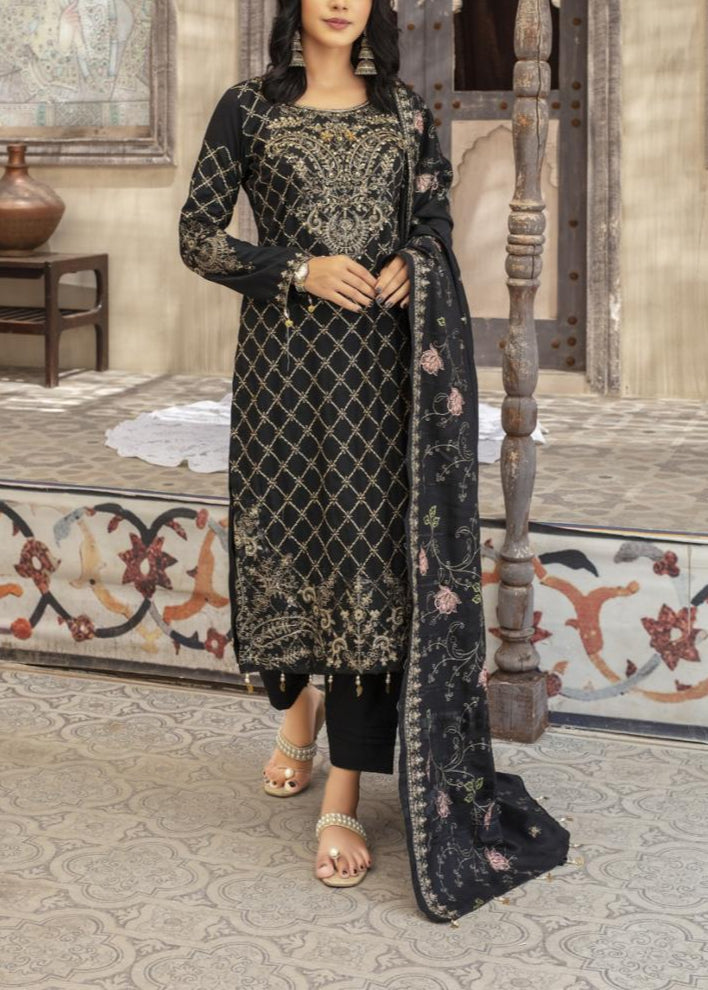 SMT W662-Embroidered Sequence 3pc Marina Dress With Embroidered Marina Shawl.