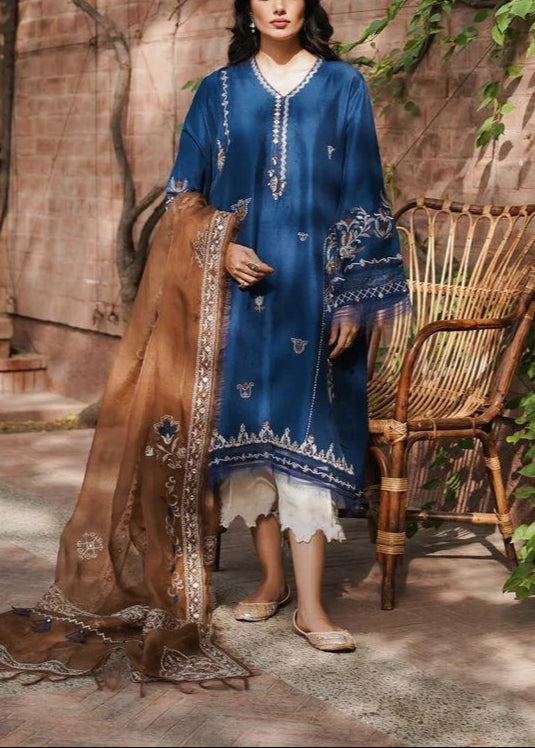 SMT S862-Embroidered 3PC Lawn Dress with Embroidered Chiffon Dupatta.