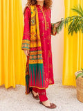 SMT W433-Embroidered 3pc khaddar dress With Printed Wool shawl.