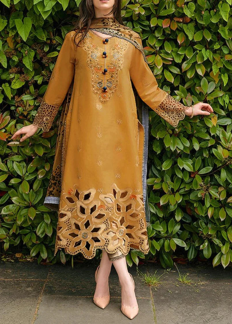 SMT Z(S1019)- Stitched Embroidered 3pc Lawn dress with Printed Munar Dupatta.