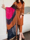 SMT S689-Embroidered 3PC Chicken Lawn Dress with Printed munar dupatta.