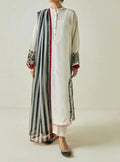 SMT S487-Embroidered 3pc lawn dress with Embroidered organza dupatta.