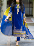 SMT S690-Embroidered 3pc Lawn dress with Embroidered chiffon dupatta.