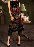 SMT Black Olive- Embroidered Velvet Shirt.